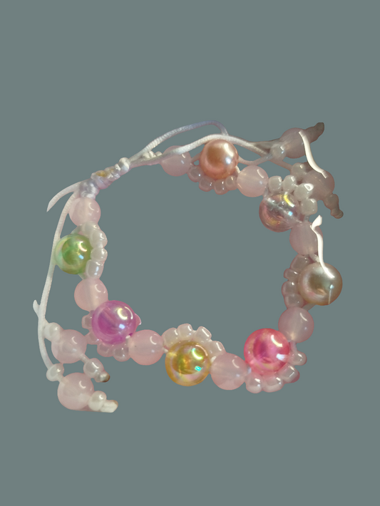 Pulseira macramé c/ pérolas