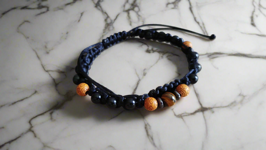 Pulseira macramé p/homem com pedra natural